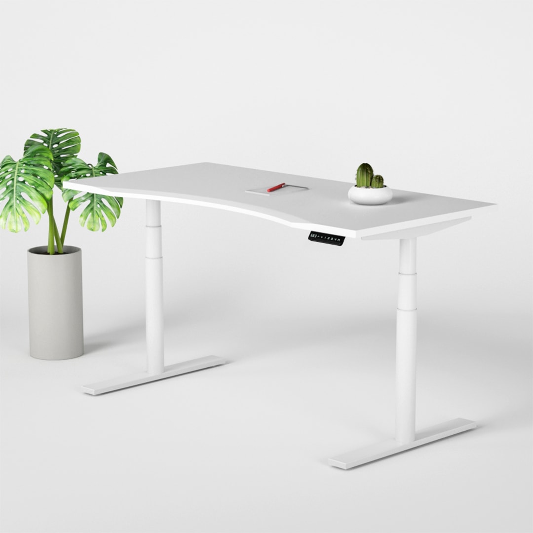 Jive Standing Desk with Xoom -White (curved)